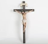 BC Catholic Crucifix Wall Cross 16' Jesus Christ Indoor Home Decor Religious Collectable Gifts Renaissance Sculpture Handmade by Buildclassic