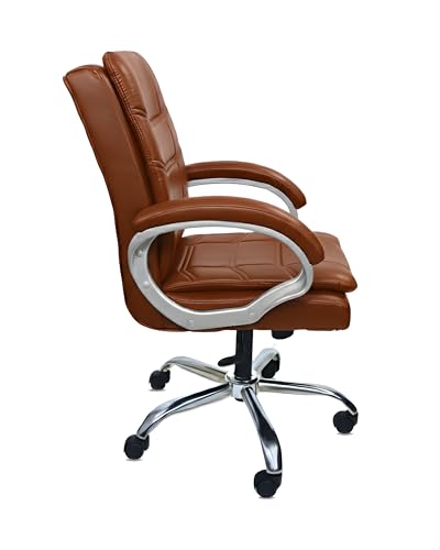 Image of activa Executive Revolving Office Chair | Ergonomic Computer Desk Chair with Cushioned Seat| Heavy Duty Steel Base, Adjustable Height & 360 Swivel Wheel| Study /Home /Offcie Visitor Chair (Star, Tan)