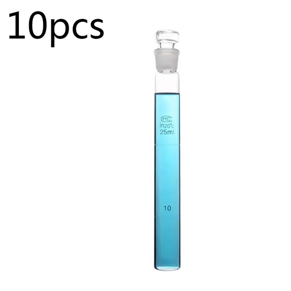 Tube colorimétrique en verre à fond plat et demi-échelle, bouchonné, 10, 25, 50, 100 ml, for laboratoire(10ml 10PCS)