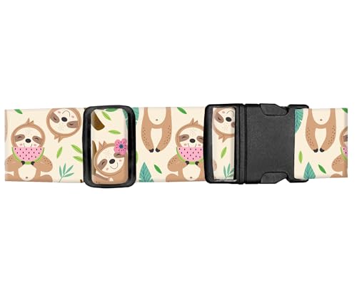 Image of Luggage Straps for Suitcases, Adjustable Travel Belt, Durable Wide Luggage Strap, Cute Suitcase Strap Identifiers with Buckle, Bag Straps for Luggage, Cute Sloth