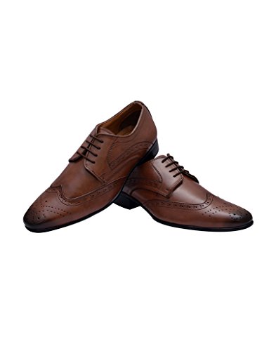 Image of HiREL'S Men Brown Derby Brogue Formal Shoes