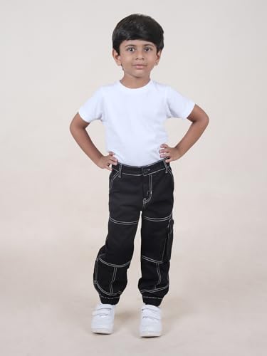 Image of Boys Cotton Full Length Front Cut Sew Cargo Pant with Bottom Tab