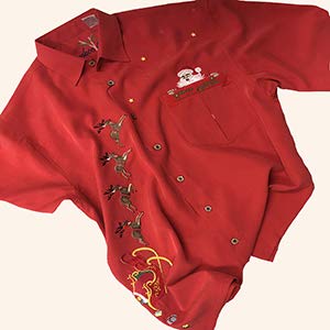Bamboo Cay Men's Peekaboo Santa Embroidered Shirt3