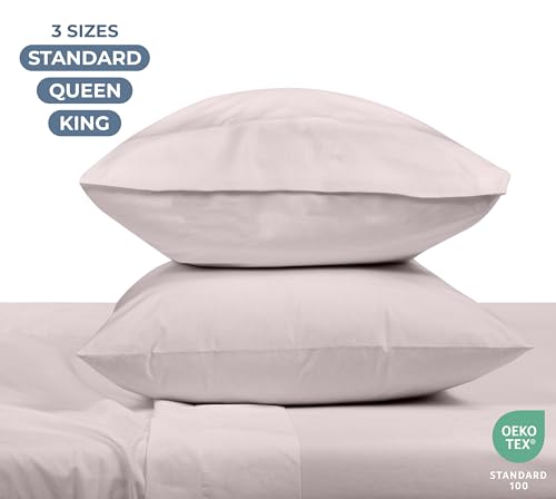 Image of ROYALE LINENS 100% Organic Cotton Percale Pillowcases Set of 2 - Queen Size Percale Pillowcase - Queen Set of 2 Pillow Cover - Breathable, Cool & Crisp Pillow Cases (20 inchx30 inch, Lavender)