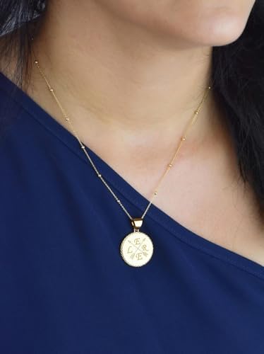 Family Initials Engraved Pendant Necklace - 14K Gold Plated 925 Sterling Silver Round Medallion With 18 Inch Cable Chain. 28mm Pendant for Men & Women |JA_PENK_1640 image 5