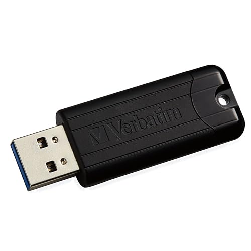 Verbatim Clé USB PinStripe 128Go I USB 2.0 I Memory Stick USB I pour laptop ordinateur portable ultrabook TV autoradio I Stick USB 2.0 I Clé USB avec mécanisme poussoir I noir