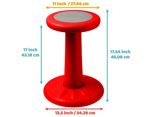Image of Studico ActiveChairs Kids Wobble Stool, Flexible Elementary Classroom Seating, Improves Focus, Posture and Helps ADHD /ADD, Sensory Chair, Active Fidget Chairs, Pre-Teen 17.75 inch Chair, Ages 7-12, Red