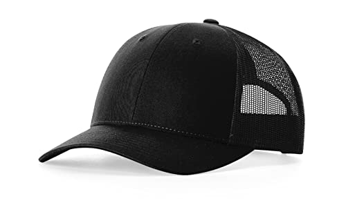 Joe's USA Richardson 115 Low Profile Adjustable Trucker Cap - M/L - 1 Pack - Black