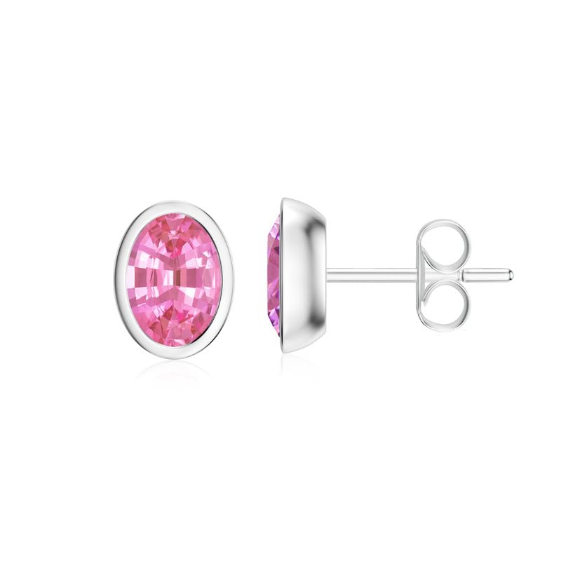 Image of Silvershake 6MM Round Shape Bazel Set Birthstone Gemstone 925 Sterling Silver Stud Post Earrings Jewelry for Business Women or Teens