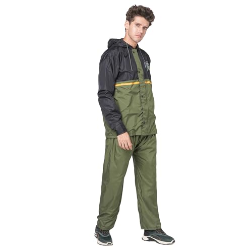 Image of Citizen Hooded Raincoat for Men Women Waterproof for Bike Riders 180T Micro Fabric Lightweight Stylish Sealed Hood, Large Pockets, Heavy-Duty Zippers Rainwear with Carry Pouch-CR012