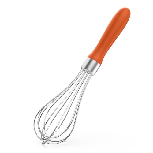 Image of U-Taste Wire Whisk for Cooking, 18 /10 Stainless Steel Balloon Wisk,S /Orange