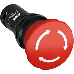ABBCE4T-10R-01 Push Button Switch, 30 mm, Twist Release, 1 NC, Red