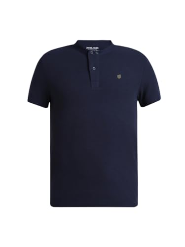 Image of Jack & Jones Men's Cotton Blend Henley Style Solid Slim Fit T-Shirt