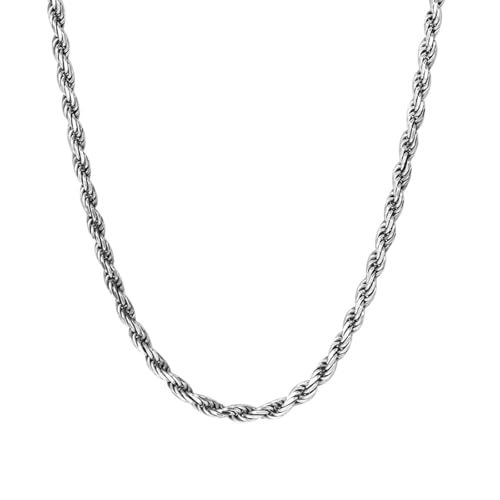 Chaîne de clavicule en argent 925 torsadé maille corde de 60 cm pour homme