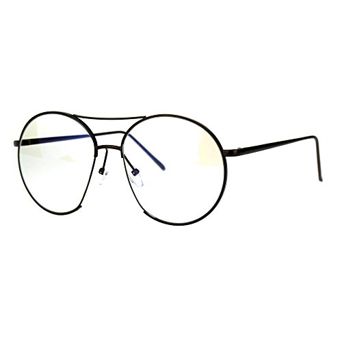 PASTL Oversized Clear Lens Glasses Round Open Circle Metal Frame