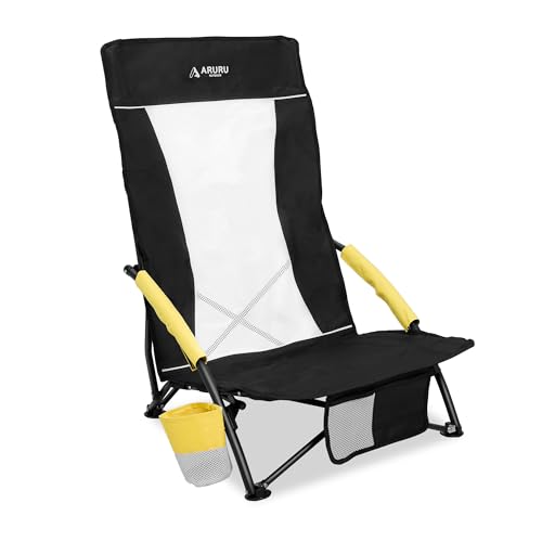 ARURU chaise de plage pliable dossier haut porte-verre légère