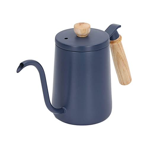 Hervidor de cuello de cisne de acero inoxidable EMUKOEP con mango de madera elegante azul 6