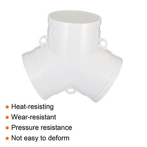 PATIKIL 4 Inch 3 Way Duct Splitter, Y Connector Air Vent Duct Hose Exhaust Pipe Adapter for Dryer Exhaust Fan Vent Systems HVAC White - Image 3