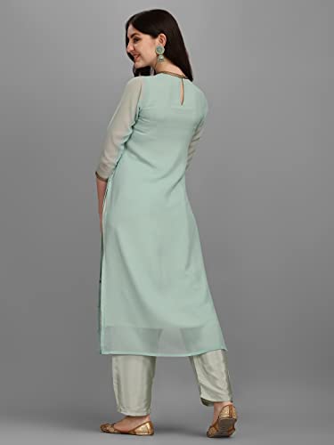 Image of Hritika Women Faux Georgette Sequin Pattern Straight Kurta set (Hrkb0070 Parent)