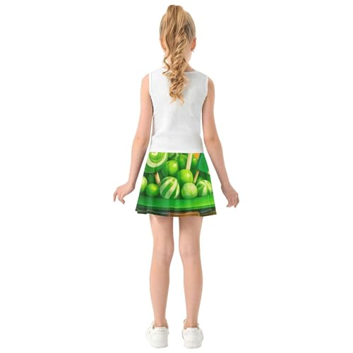 Joisal Athletic Shorts Girls Skorts Toddler Tennis Skirts Preppy School Green Leprechaun Hat Candies 3t4