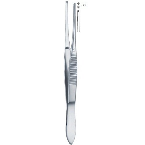Nifty Medical Supplies - Iris Tissue Forcep, 1x2 teeth, Straight, 10 cm/4"