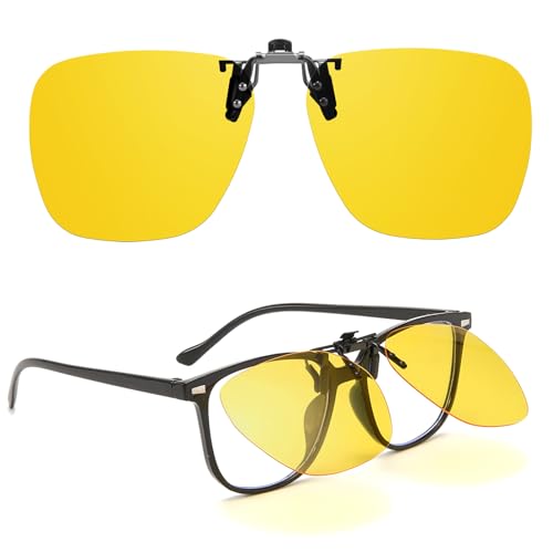 TJUTR Night Driving Clip On Glasses, Polarized Anti Glare Night Vision Glasses to Wear Over Prescription Glasses2