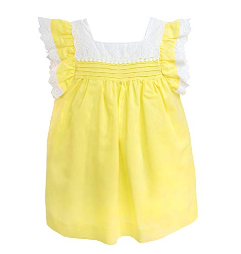 Toddler Baby Girls' Spring Summer Dress Lace Ruffle Sleeves Princess Party Dress (Yellow, 6-7 Years)