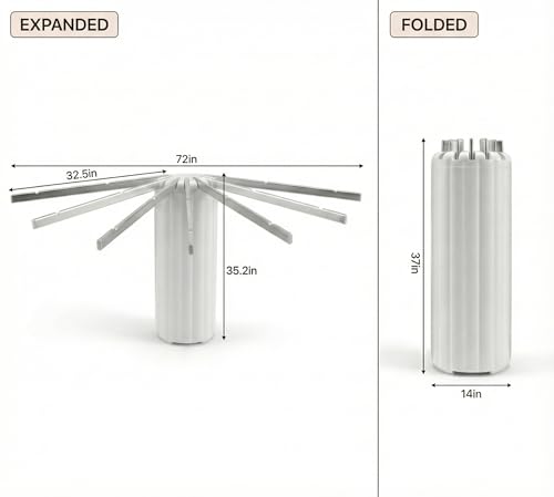 Image of Wall-Mounted Drying Rack Clothing Foldable, Space-Saving Laundry Drying Rack with 7 Rods Perfect for Versatile Indoor and Outdoor Use in Apartment, Bathroom, RV, Balcony and Bedroom