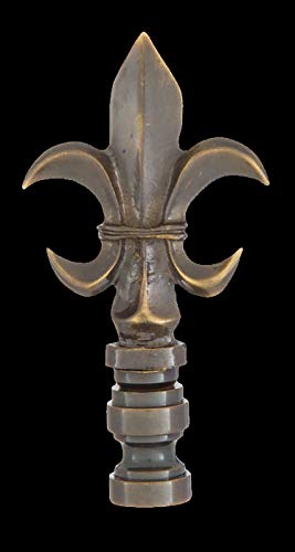 Image of B&P Lamp Fleur De Lis Design, Cast Metal Finial, Antique Brass Finish