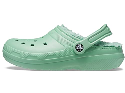 Image of Crocs Unisex-Adult Classic Lined Clog | Fuzzy Slippers, Jade Stone, 6 Men /8 Women