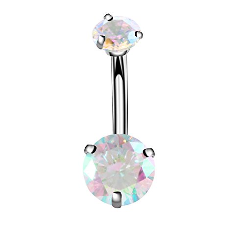 Jconly Belly Piercing Kit - 14G Belly Button Ring with Surgical Steel Piercing Needles and Piercing Clamp(AB))…