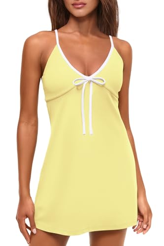 ReachMe Womens Tennis Dress with Built in Shorts Summer Athletic Dresses Workout Golf Outfits Mini Romper Dress