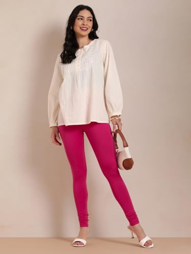 Image of TWIN BIRDS Tailored Cut and Classic Fit Super Stretchable Elastane Fabric Churidar Leggings for Women