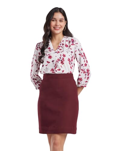 Image of FableStreet Women Formal & Casual Top | V-Neckline with Gathered Back Detail & Three-Quarter Sleeves | Premium Satin Fabric for Office Wear & Sophisticated Outings