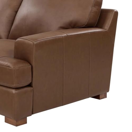 Image of Furni Leatherette ushape 10 Seater Classic and Comfortable with Puffy Dark Brown Sofa Set for Living Room (LHS).