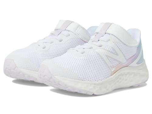 New Balance Fresh Foam Arishi V4 Bungee Lace with Top Strap Running Shoe, White/Taro, 1.5 X-Wide US Unisex Little_Kid