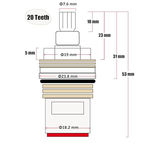 GI Replacement Brass Ceramic Disc Tap Valve Insert Gland Cartridge Quarter Turn