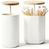 GZcaiyun Stk Wattestäbchen Behälter, Zahnstocherspender Drücken, Pop-Ups Wattestäbchen Aufbewahrung, Wattestäbchenhalter für Toilette, Schminktisch, Schlafzimmer, Büro, 2 Stile