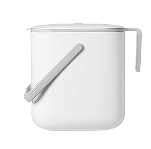 Image of Litem Food Waste Basket Bin - a countertop Bucket with Extra Long Handles for Your conveniences 0.68 Gallons (2.6L) (Ivory)