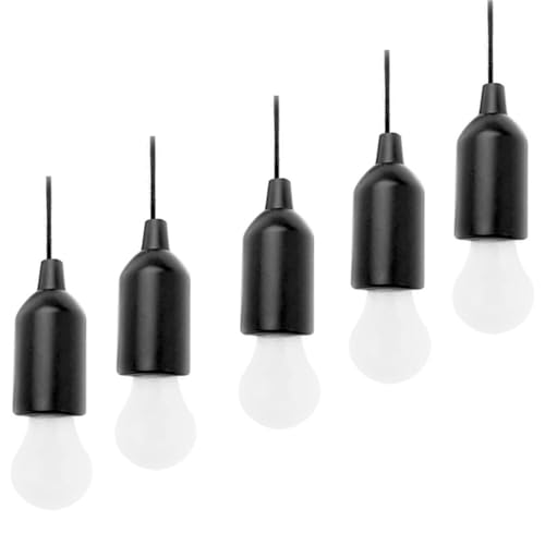 MVIOCS 5 Pack Portable LED Pull Cord Light Bulbs, Battery Operated Tent Lamp Outdoor Waterproof Hanging Camping Lantern Lights Backyard Porch Balcony Home Bedroom Garden Party Decorative Lighting