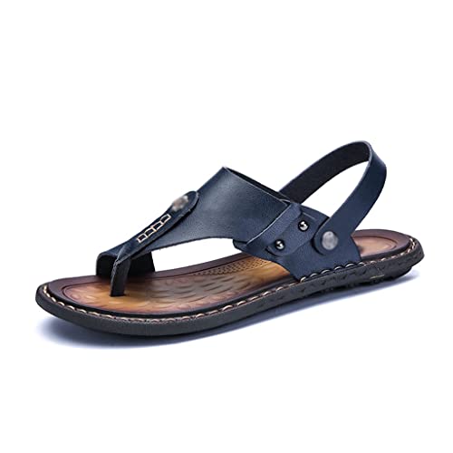Men Sandals Genuine Split Leather Men Beach Sandals Men Casual Shoes Flip Flops Slippers Sneakers(44)