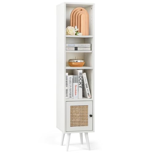 FANTASK Badezimmerschrank mit 4 Ablagen, Badschrank Rattan,...