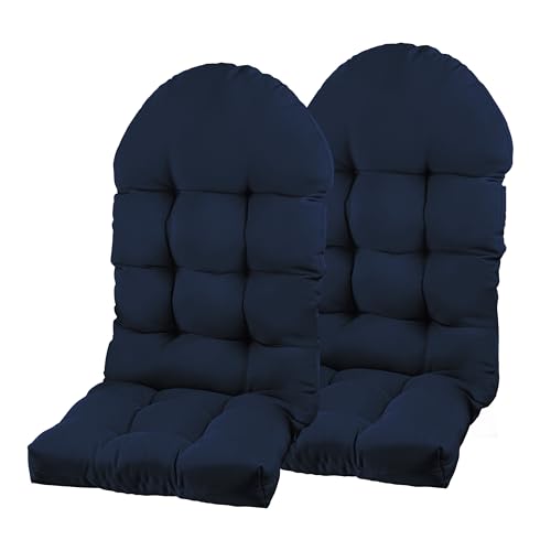 PNP HWJIAJU Adirondack Chair Cushion, Rocking Chair Cushion 44x19.4x4 inch, High Back Patio Cushions of Upper and Lower with Ties, Sunscreen and Fade-Resistant (Dark Blue, 2)