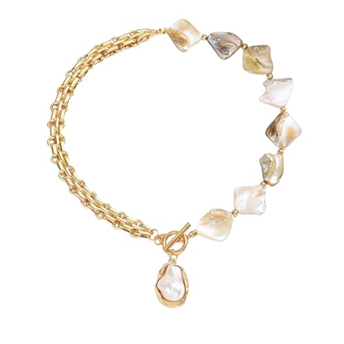 NINMQCFVG collar choker de perlas barroco bohemio collar collar cubano asimétrico con cierre de palanca declaración regalo de joyería de playa de verano