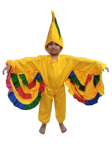 Image of BookMyCostume Yellow Bird Macaw With Multicolor Wings Kids Fancy Dress Costume 7-8 years