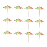 GETAJGHSD 100個 傘ドリンクピック トロピカルパーティー用カップケーキトッパー プールパーティー装飾用 ピック 食品用紙製