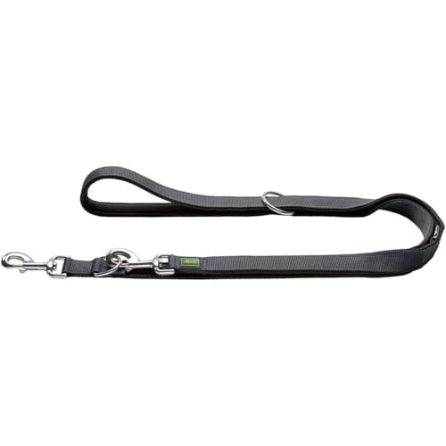 HUNTER DIVO & Maldon Verstellbare Hundeführleine, Nylon, gepolstert mit weichem Mesh-Material, 25/300, grau/grau