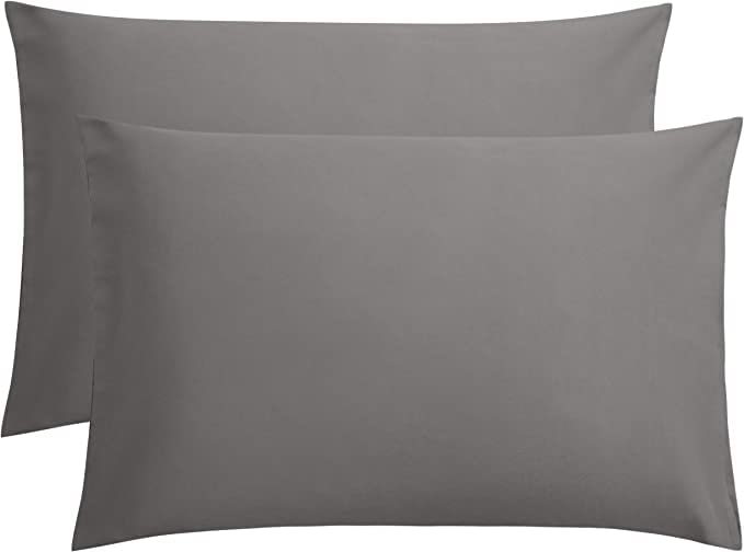 British Home Bedding - 100% Pure Egyptian Cotton 200 Thread Count Flat Bed Sheets - Hypoallergenic, Premium Deluxe Hotel Quality with Supreme Softness (Grey, Pair of Pillow Cases Only) — image 1