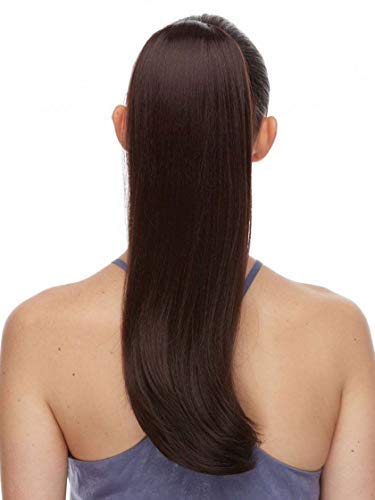 Miniatura 4 de Color de cola de caballo puro F27613 - Pelucas sepia de 20 pulgadas de largo en capas onduladas resistentes al calor sintético afroamericano poni