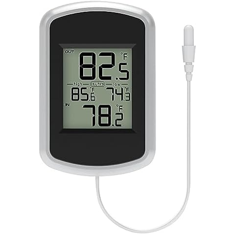 Urageuxy Wired Indoor Outdoor Thermometer, Home Room Temperature Monitor with Min/Max Record and 78.74inch Line Probe Sensor, Fahrenheit Only Cover